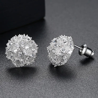 CZCITY Christmas Snowflake Stud Earrings for Women High Quality a AA Zircon Fashion Earring Jewelry Female