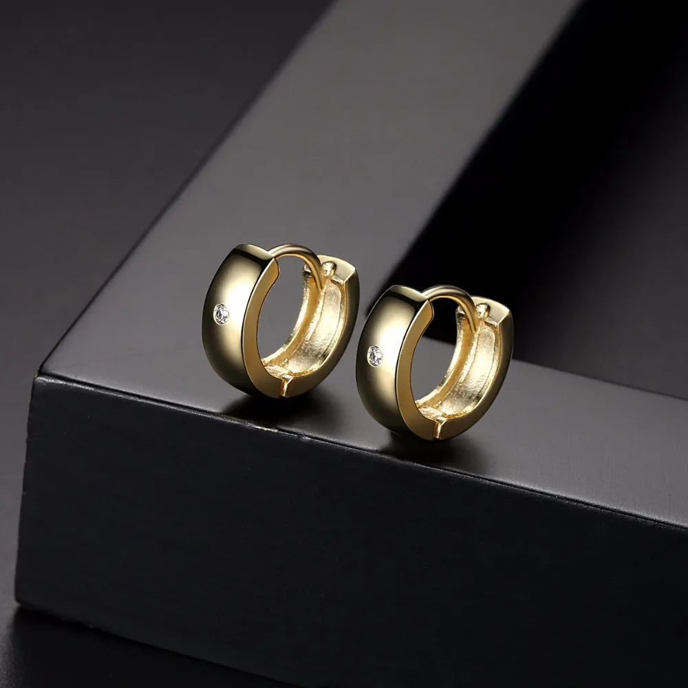 CZCITY Wholesale Small Hoop Earrings Piercing Huggie Earrings for Women or Men Brincos Jewelry White Cubic Zirconia Earrings