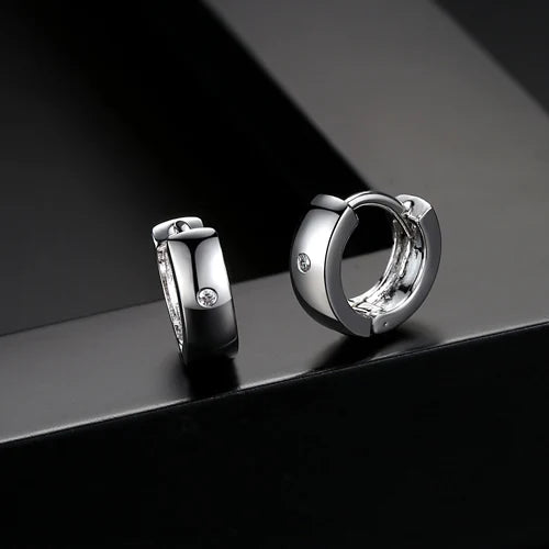 CZCITY Wholesale Small Hoop Earrings Piercing Huggie Earrings for Women or Men Brincos Jewelry White Cubic Zirconia Earrings