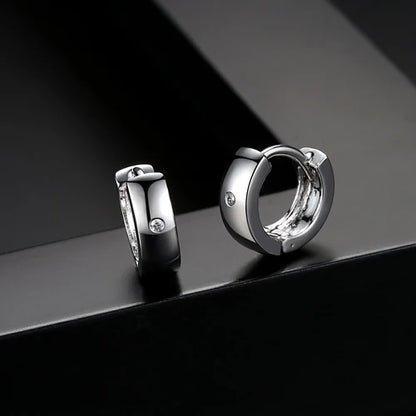 CZCITY Wholesale Small Hoop Earrings Piercing Huggie Earrings for Women or Men Brincos Jewelry White Cubic Zirconia Earrings