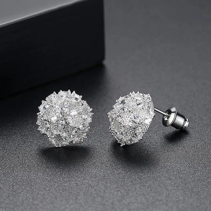 CZCITY Christmas Snowflake Stud Earrings for Women High Quality a AA Zircon Fashion Earring Jewelry Female
