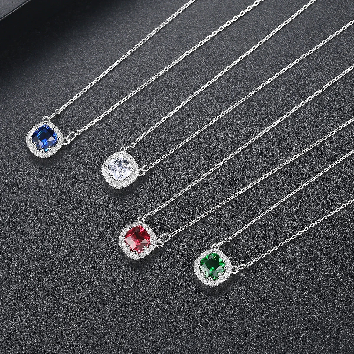CZCITY High Quality Women Cubic Zirconia Halo Pendant Necklace OL Stylish  Handmade Custom CZ Necklace