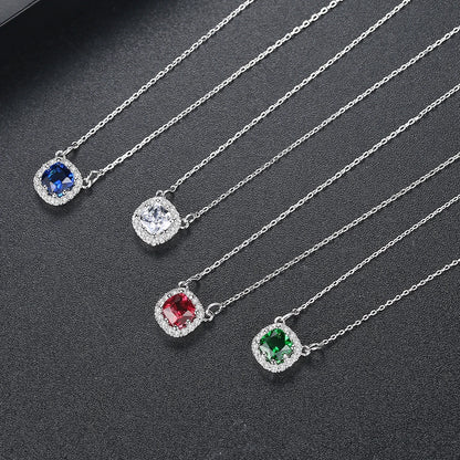 CZCITY High Quality Women Cubic Zirconia Halo Pendant Necklace OL Stylish  Handmade Custom CZ Necklace