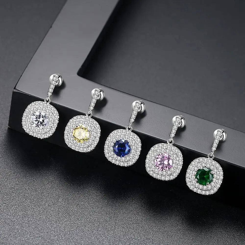 CZCITY FIVE COLOR OPTIONS Brand Latest Design Glittering Cubic Zirconia Paved Halo Design Statement Earrings