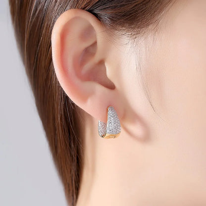 CZCITY Grace Refinement Fashion Gold Color Clear Stud Earrings Paved Micro a AA Cubic Zircon Ear Hoop Jewelry for Women
