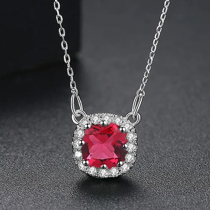 CZCITY High Quality Women Cubic Zirconia Halo Pendant Necklace OL Stylish  Handmade Custom CZ Necklace
