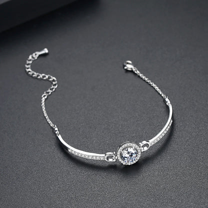 CZCITY New coming Rhodium White Gold Plated Brass Bangles Top Quality Hearts and Arrows Cut Zircon Bangle