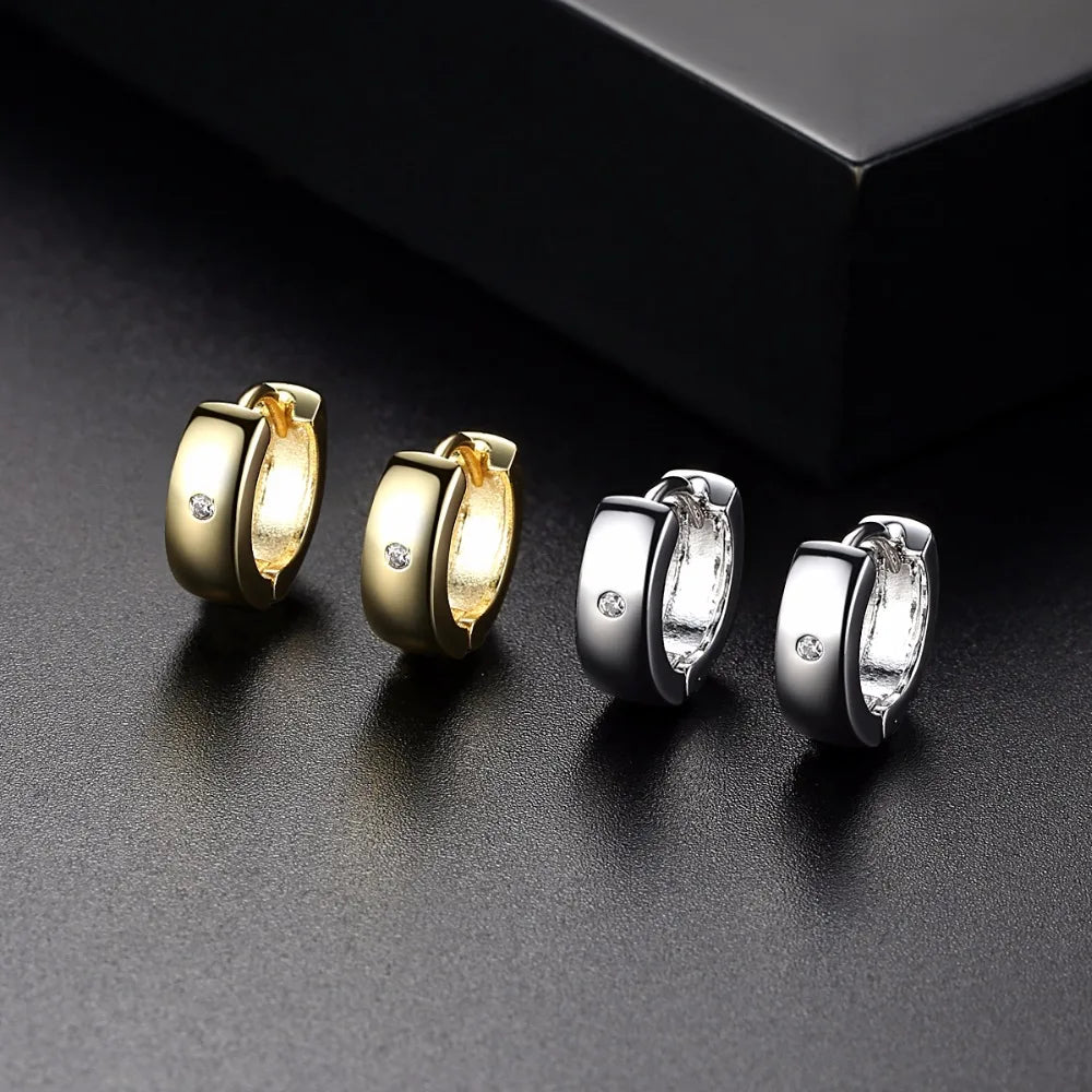 CZCITY Wholesale Small Hoop Earrings Piercing Huggie Earrings for Women or Men Brincos Jewelry White Cubic Zirconia Earrings