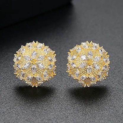 CZCITY Christmas Snowflake Stud Earrings for Women High Quality a AA Zircon Fashion Earring Jewelry Female