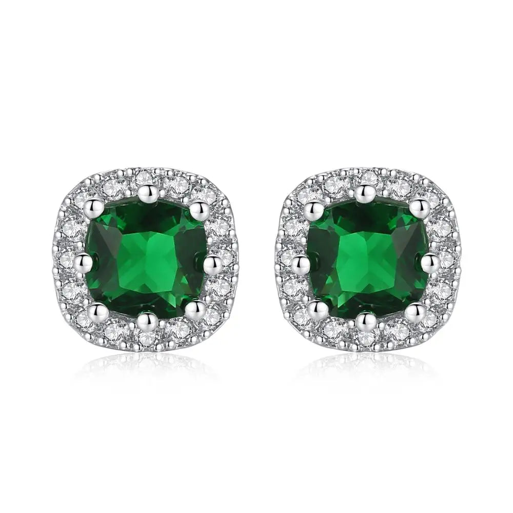 CZCITY Cute Square CZ Stone Post Stud Earrings Four Color Options Fashion Style Korean Cubic Zirconia Earring