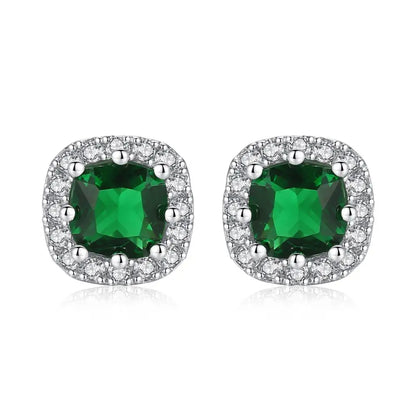 CZCITY Cute Square CZ Stone Post Stud Earrings Four Color Options Fashion Style Korean Cubic Zirconia Earring