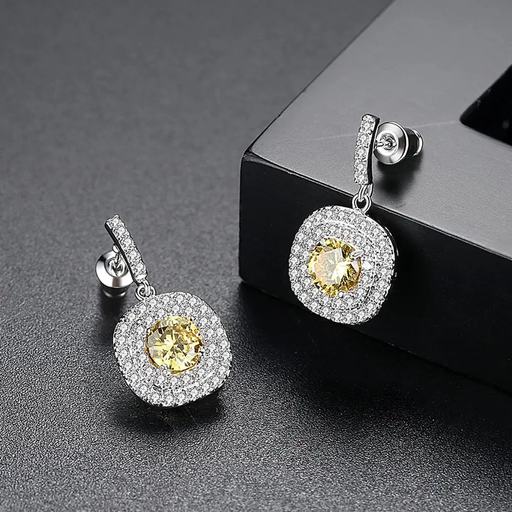 CZCITY FIVE COLOR OPTIONS Brand Latest Design Glittering Cubic Zirconia Paved Halo Design Statement Earrings