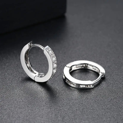 CZCITY Wholesale High Quality Luxury Rhodium Plated CZ Jewelry Popular Hip Hop Design Small Hoop Earrings for Women
