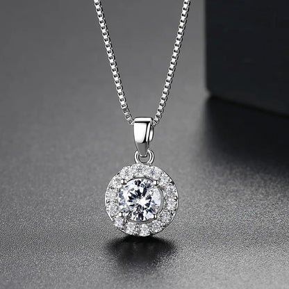 CZCITY Hot Sale Hearts & Arrows Cut Top Quality Carat CZ Diamond Round Pendant Sona Necklace