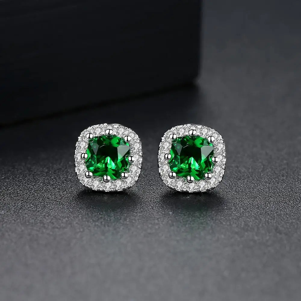 CZCITY Cute Square CZ Stone Post Stud Earrings Four Color Options Fashion Style Korean Cubic Zirconia Earring