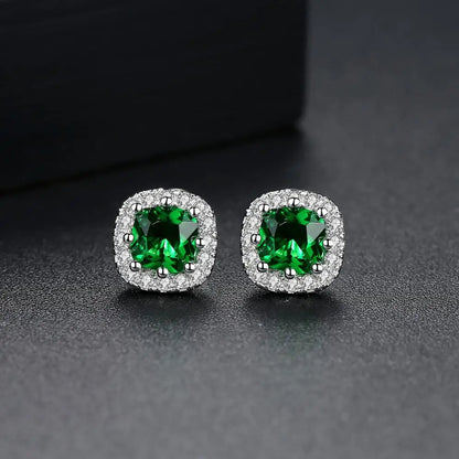 CZCITY Cute Square CZ Stone Post Stud Earrings Four Color Options Fashion Style Korean Cubic Zirconia Earring