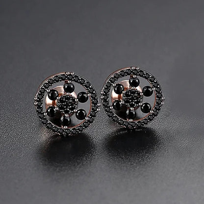 CZCITY Cubic Zirconia Hip Hop Stud  Earrings for Boy Black Rhodium Plated Wholesale Jewelry Ready to Ship Jewelry