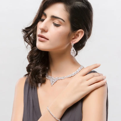 CZCITY Wholesale Luxury Rhodium White Plated Genuine Round Clear CZ Bridal Wedding Women Tennis Chain Bracelet