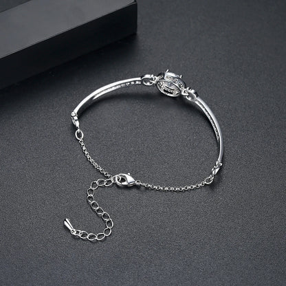 CZCITY New coming Rhodium White Gold Plated Brass Bangles Top Quality Hearts and Arrows Cut Zircon Bangle