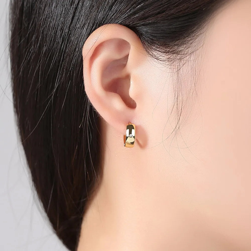 CZCITY Wholesale Small Hoop Earrings Piercing Huggie Earrings for Women or Men Brincos Jewelry White Cubic Zirconia Earrings
