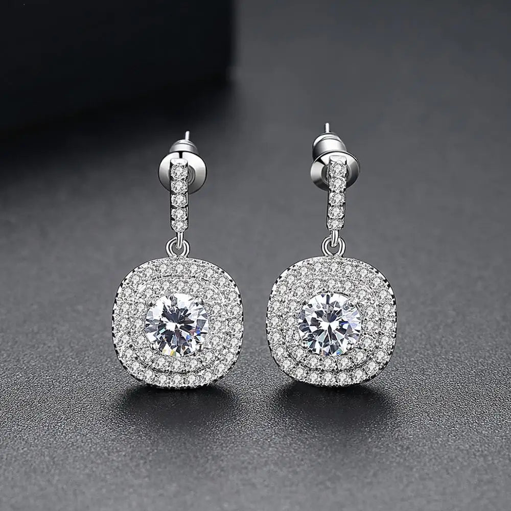 CZCITY FIVE COLOR OPTIONS Brand Latest Design Glittering Cubic Zirconia Paved Halo Design Statement Earrings