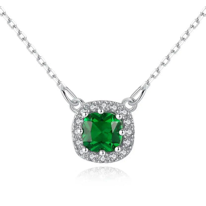 CZCITY High Quality Women Cubic Zirconia Halo Pendant Necklace OL Stylish  Handmade Custom CZ Necklace