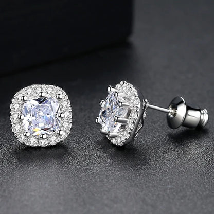 CZCITY Cute Square CZ Stone Post Stud Earrings Four Color Options Fashion Style Korean Cubic Zirconia Earring