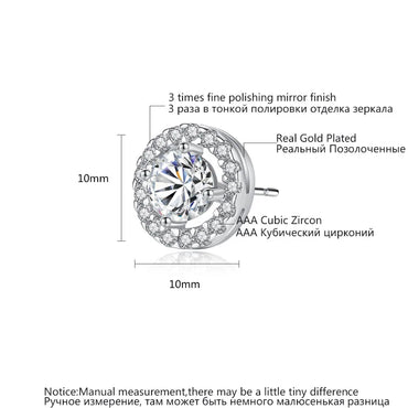 CZCITY Jewelry JEANS Brand Wholesale Hearts & Arrows Cut Top Quality 0.75 Carat Women Wedding Round Halo CZ Stud Earrings