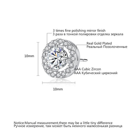 CZCITY Jewelry JEANS Brand Wholesale Hearts & Arrows Cut Top Quality 0.75 Carat Women Wedding Round Halo CZ Stud Earrings