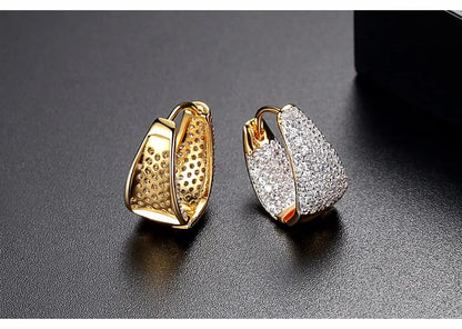 CZCITY Grace Refinement Fashion Gold Color Clear Stud Earrings Paved Micro a AA Cubic Zircon Ear Hoop Jewelry for Women
