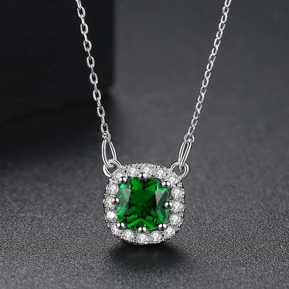CZCITY High Quality Women Cubic Zirconia Halo Pendant Necklace OL Stylish  Handmade Custom CZ Necklace