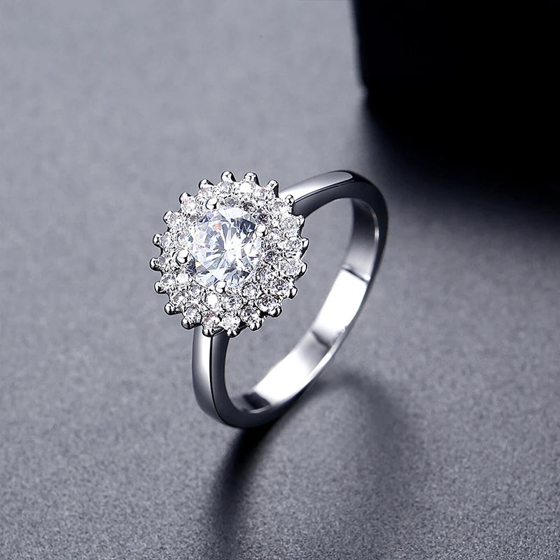 LUOTEEMI Wholesale Stock Hearts & Arrows Perfect Cut Luxury Tiny CZ Women Finger Matching Ring