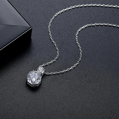 CZCITY Korean Design Millennium Rose Cut Octagonal Zircon Clear and Pink Classic Girls Trendy Link Chain Pendants Necklaces
