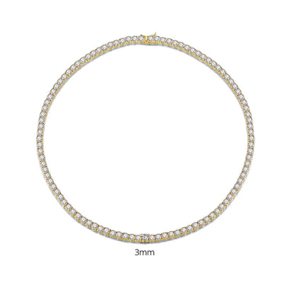 3mm Hiphop Bling Jewelry 18k Gold Iced Out Diamond Copper Zircon Tennis Chain CZ Tennis Necklace