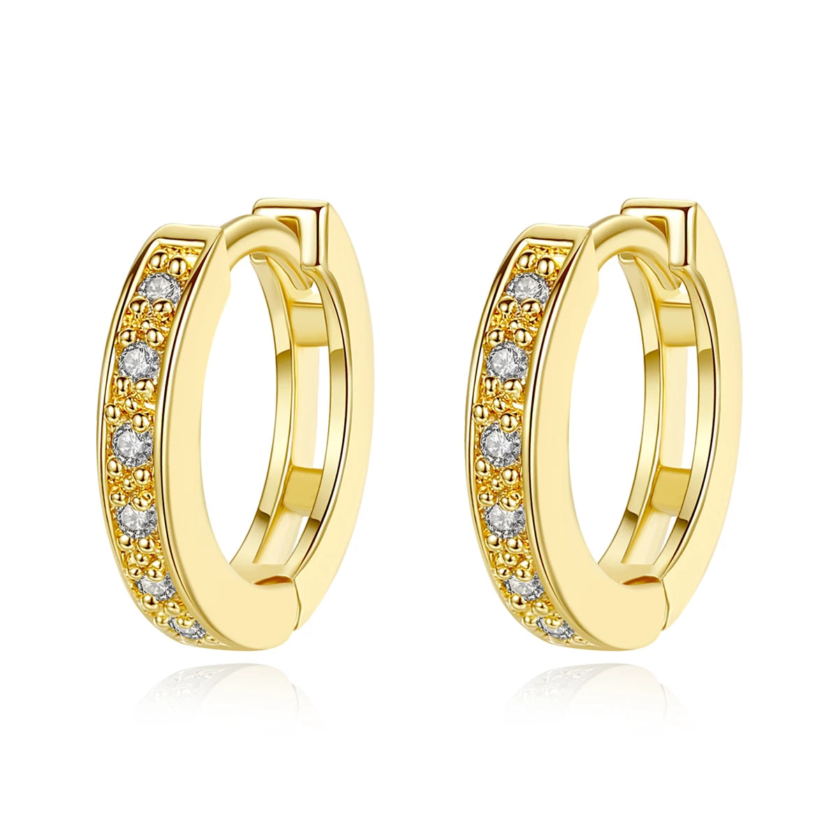 CZCITY Wholesale High Quality Luxury Rhodium Plated CZ Jewelry Popular Hip Hop Design Small Hoop Earrings for Women