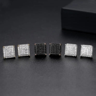 New Arrival Hip Hop Simple Square Earrings 3A CZ Stone Earrings for Men Women Punk Jewelry Wholesale