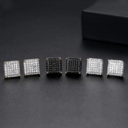 New Arrival Hip Hop Simple Square Earrings 3A CZ Stone Earrings for Men Women Punk Jewelry Wholesale