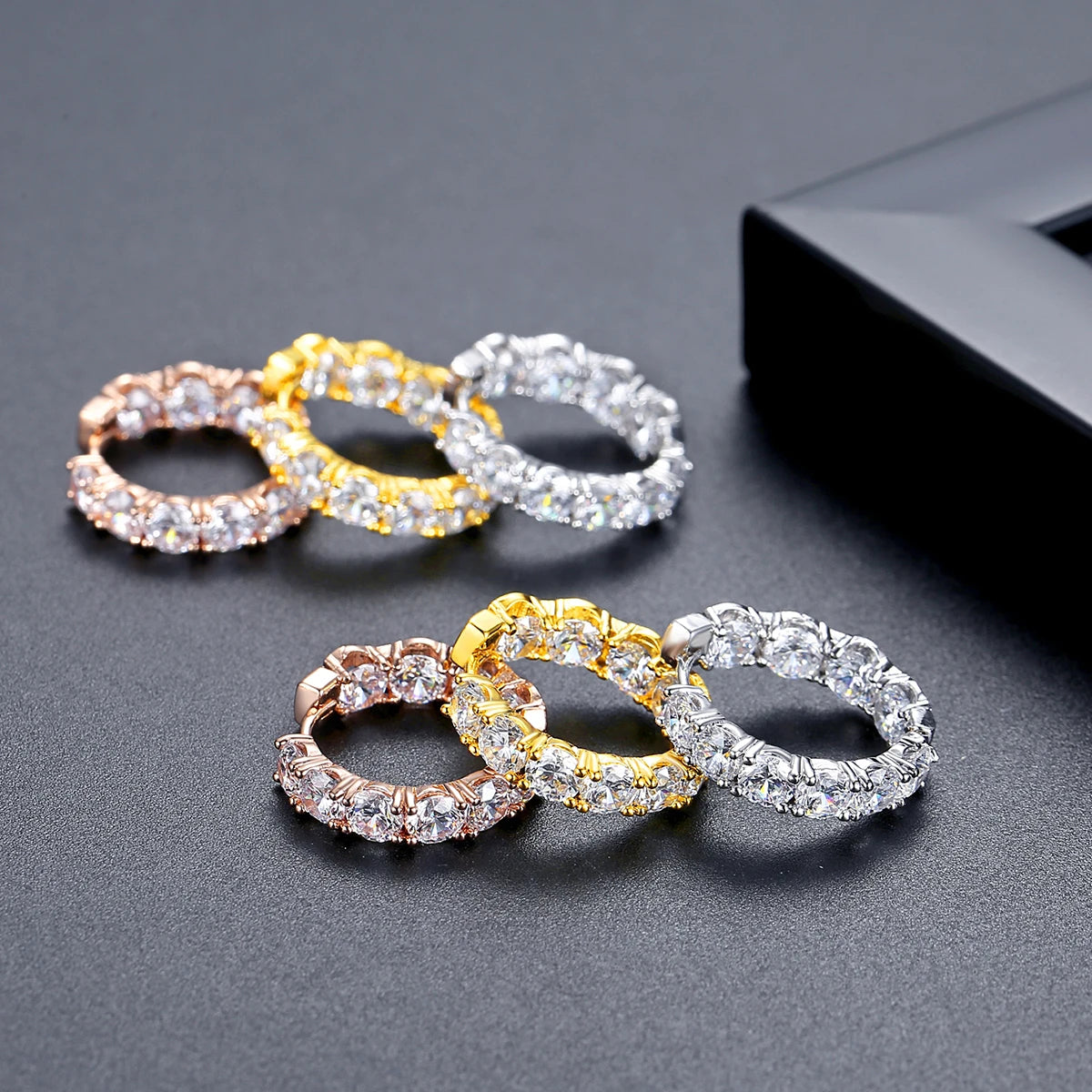 CZCITY New Design Classic Round Full of CZ Cubic Zirconia Trendy Korean Fashion Elegant Hoop Earings