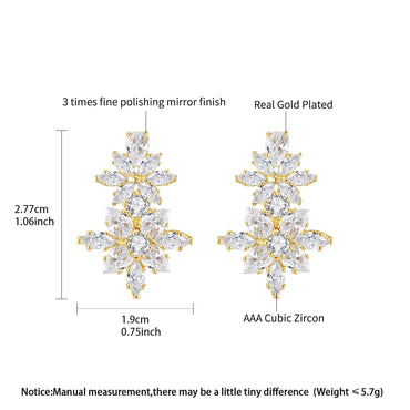 LUOTEEMI New Come Flower Zircon Stone Brass Parts CZ Jewelry Stud Earrings for Women Bridal Wedding Jewelry High Quality