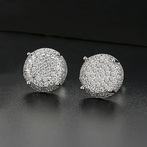 CZCITY New Fashion Round Stud Earrings for Women Dating Micro Cubic Zircon Three Color Luxury Jewelry Gift