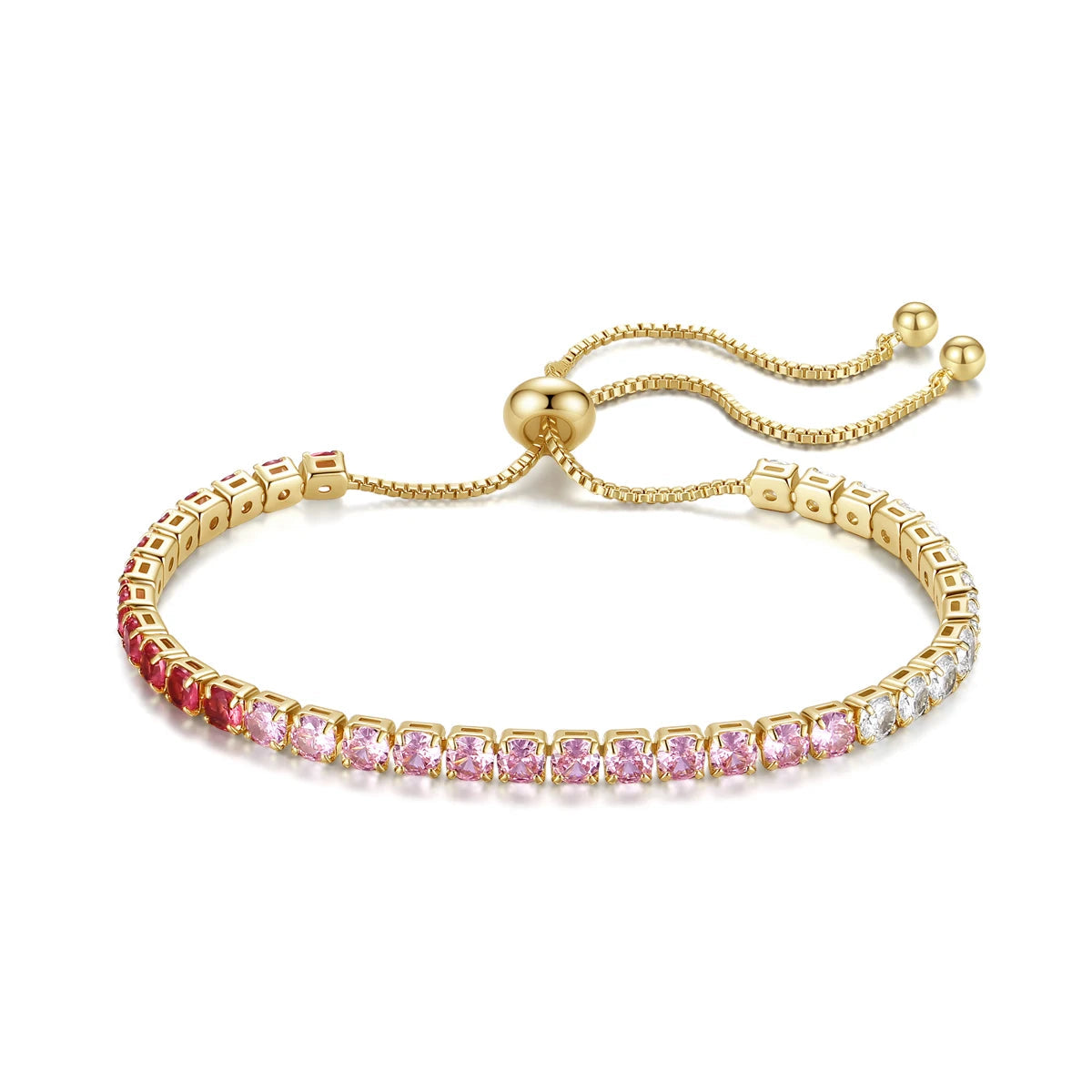 CZCITY Classic Design Women Red and Green Gradual Color Change Zircon Stone Girls Solid Chain Adjustable Bracelets for Girls