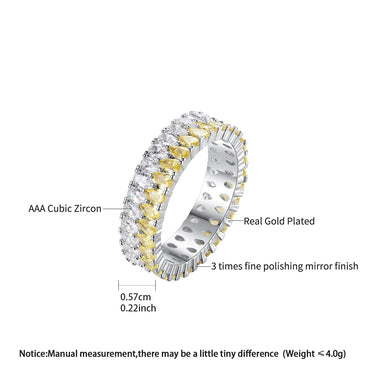 LUOTEEMI Small Clear Water Drop Zircon Stone Yellow and Clear Mix Color Jewelry Band Rings for Women Punk Fashion