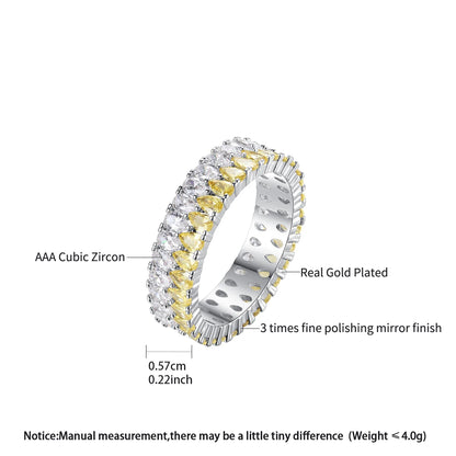 LUOTEEMI Small Clear Water Drop Zircon Stone Yellow and Clear Mix Color Jewelry Band Rings for Women Punk Fashion