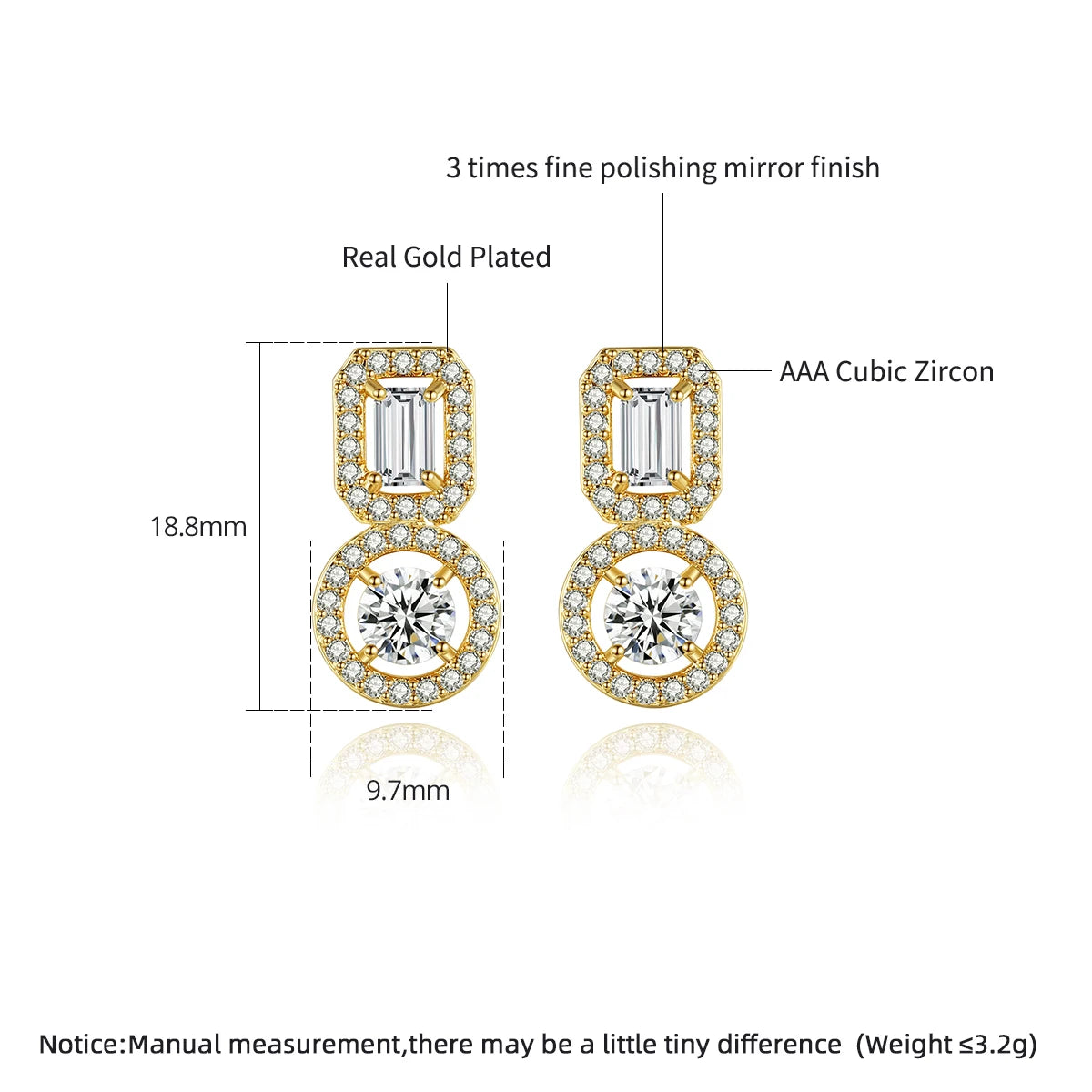 CZCITY Popular Design Fashion Gold Jewelry Hot Sale Earing Diamond Landy Trendy 2026 Short Fashionable Stud Earring