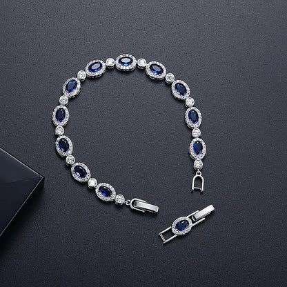 LUOTEEMI New Oval Shape Fashion Cubic Zircon Luxury Copper Tennis Bracelet for Girls Designer Womens Hand Jewelry Bracelets