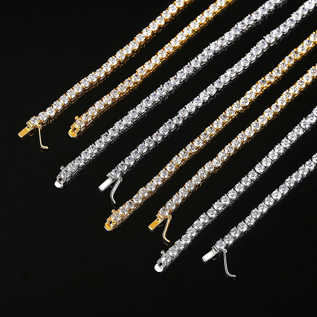 4mm Hiphop Jewelry Men Chain Tennis Chain Diamond Necklace Iced Out CZ Cubic Zirconia Tennis Necklace