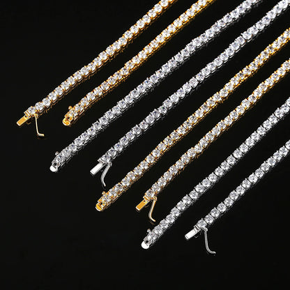 4mm Hiphop Jewelry Men Chain Tennis Chain Diamond Necklace Iced Out CZ Cubic Zirconia Tennis Necklace