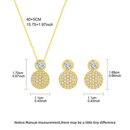 LUOTEEMI Tiny Cubic Zirconia Round Ball Classic Design Earrings and Necklace Jewelry Sets for Women High Quality Jewellery Gifts