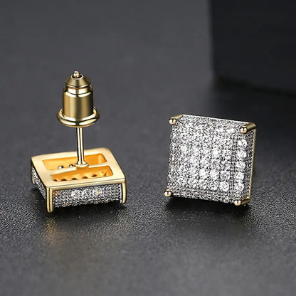 New Arrival Hip Hop Simple Square Earrings 3A CZ Stone Earrings for Men Women Punk Jewelry Wholesale