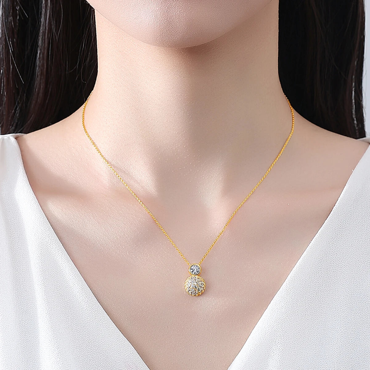 LUOTEEMI New Classic Design Korean Trendy Tiny Zircon CZ Paved Girls Ball Jewelry Link Chain Pendant Necklace for Girls